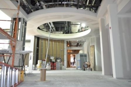 Interior view looking west toward main (south) entrance. 