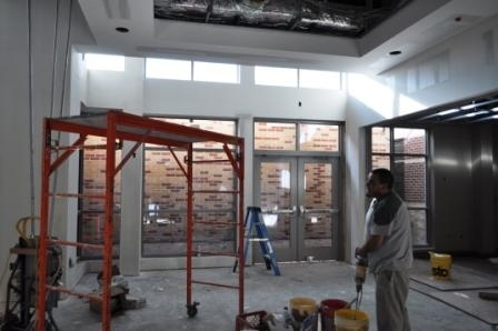 Interior view looking south-southwest toward main (south) entrance